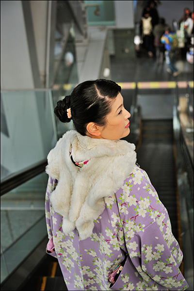 Spring Kimono - on escalator