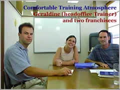 Head office trainer Geraldine and two franchisees